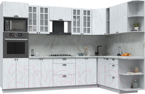 Изображение товара Кухонный гарнитур Интерлиния Берес 1.88x3.0 правая (дуб полярный/серый каспий)