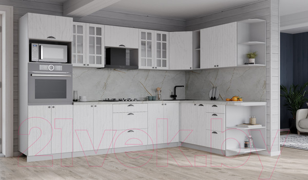 Изображение товара Кухонный гарнитур Интерлиния Берес 1.88x3.0 правая (дуб полярный/серый каспий)