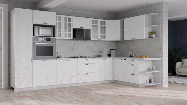 Изображение товара Кухонный гарнитур Интерлиния Берес 1.88x3.4 ВТ правая (дуб полярный/серый каспий)