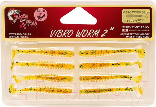 Изображение товара Мягкая приманка Crazy Fish Vibro Worm 2 / 3-50-31-6