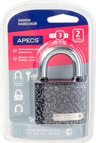 Изображение товара Замок навесной Apecs PD-01-50-Blister (MBC-125)