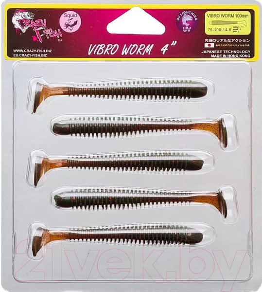 Изображение товара Мягкая приманка Crazy Fish Vibro Worm 4 / 75-100-14-6