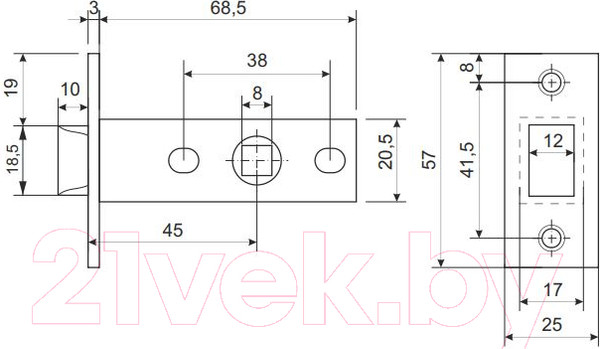 Изображение товара Защелка врезная Apecs 5400-P-NIS (матовый никель)