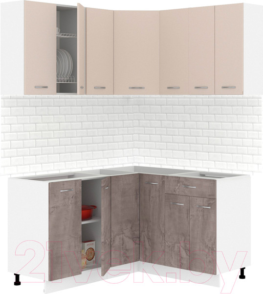 Изображение товара Кухонный гарнитур Кортекс-мебель Корнелия Лира 1.5x1.4 без столешницы (капучино/оникс)