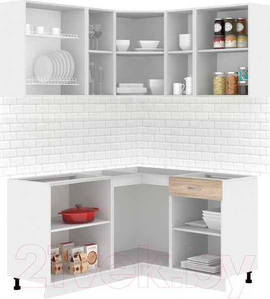 Изображение товара Кухонный гарнитур Кортекс-мебель Корнелия Лира 1.5x1.4 без столешницы (дуб сонома/венге)