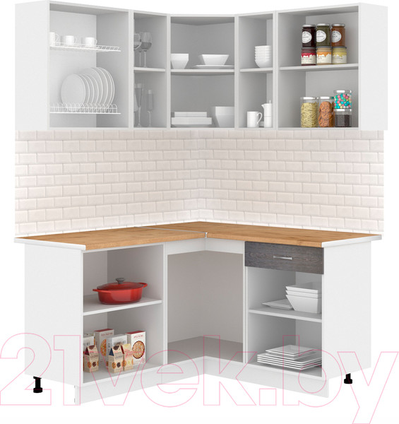 Изображение товара Кухонный гарнитур Кортекс-мебель Корнелия Лира 1.5x1.5 (капучино/оникс/мадрид)