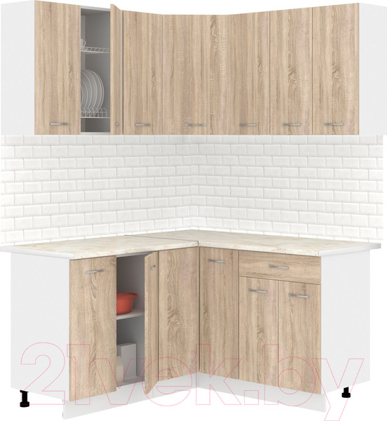 Изображение товара Кухонный гарнитур Кортекс-мебель Корнелия Лира 1.5x1.5 (дуб сонома/королевский опал)