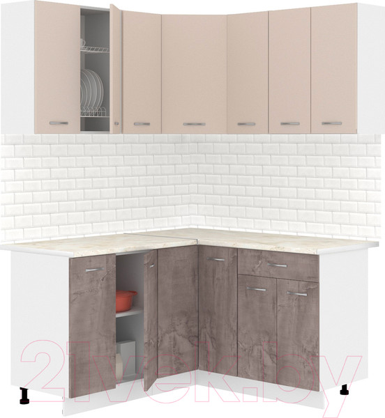 Изображение товара Кухонный гарнитур Кортекс-мебель Корнелия Лира 1.5x1.5 (капучино/оникс/королевский опал)