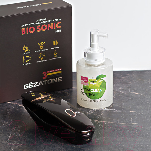 Изображение товара Аппарат для чистки лица Gezatone Bio Sonic 1007 + Гель для лица Ультраклин сенс 30мл / 1301315M