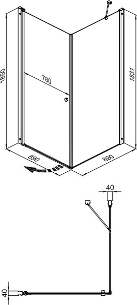 Изображение товара Душевой уголок Triton Форта-Хром 90x90 (без поддона)