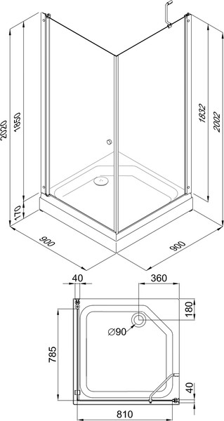 Изображение товара Душевой уголок Triton Форта-Хром 90x90 (с поддоном)