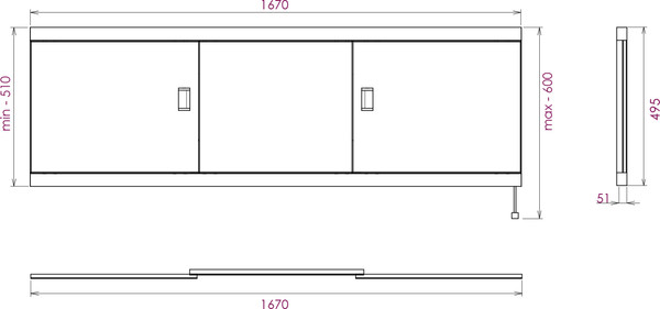 Изображение товара Экран для ванны Onika Монако Эконом 170