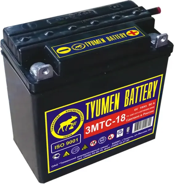 Изображение товара Мотоаккумулятор Tyumen Battery Лидер 3МТС-18 без электролита (00-00001581)