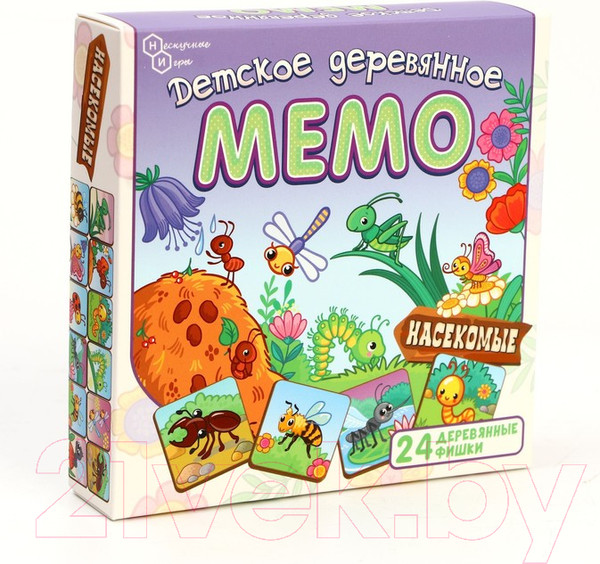 Изображение товара Настольная игра Нескучные игры Мемо. Насекомые / 8505/36