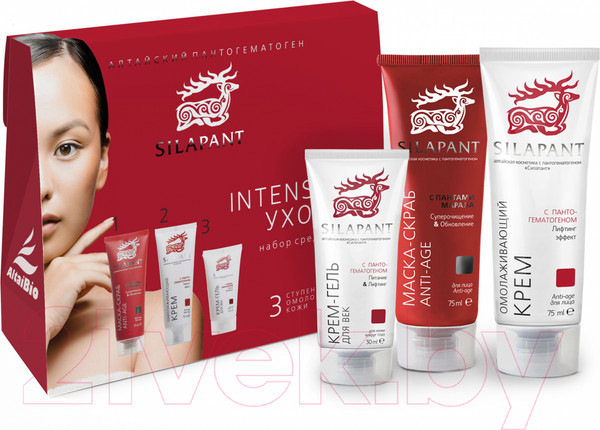 Изображение товара Набор косметики для лица Silapant Woman Intensive-Уход Скраб-маска+Крем+Гель для век (75мл+75мл+30мл)