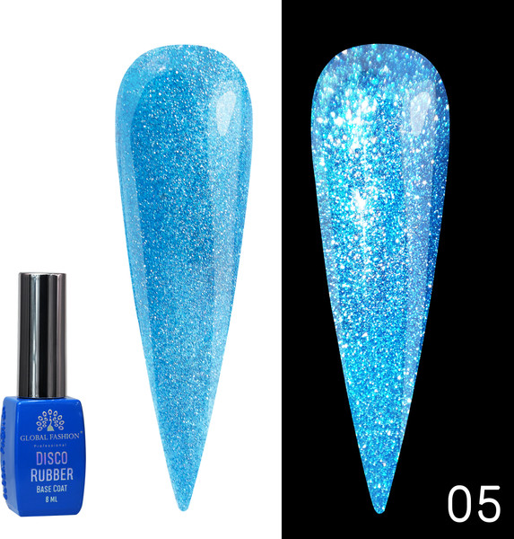 Изображение товара База для гель-лака Global Fashion Каучуковая Disco Opal Светоотражающая 05 (8мл)