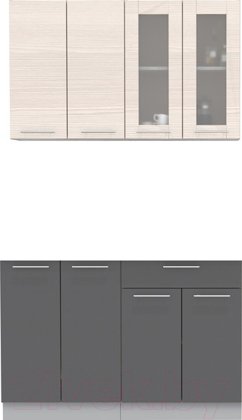 Изображение товара Кухонный гарнитур Интерлиния Мила 12 без столешницы (вудлайн кремовый/антрацит)