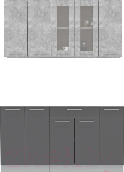 Изображение товара Кухонный гарнитур Интерлиния Мила 15 без столешницы (бетон/антрацит)