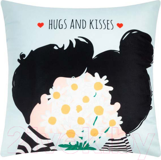 Изображение товара Подушка декоративная Этель Hugs and Kisses / 9101183 (40x40, велюр)
