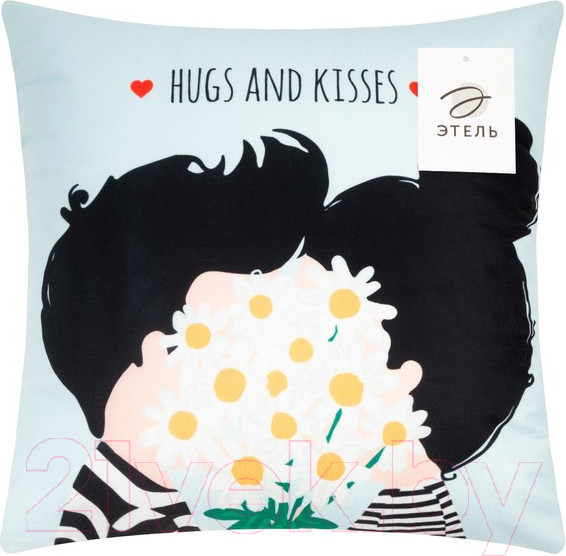 Изображение товара Подушка декоративная Этель Hugs and Kisses / 9101183 (40x40, велюр)