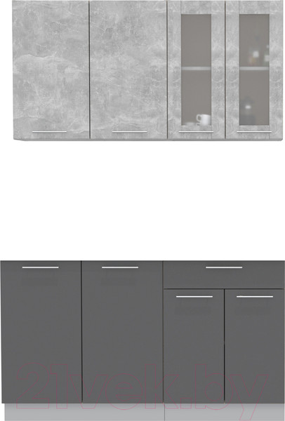 Изображение товара Кухонный гарнитур Интерлиния Мила 14 без столешницы (бетон/антрацит)
