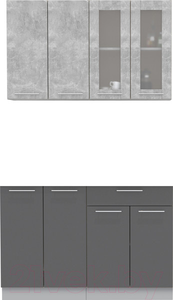Изображение товара Кухонный гарнитур Интерлиния Мила 12 без столешницы (бетон/антрацит)