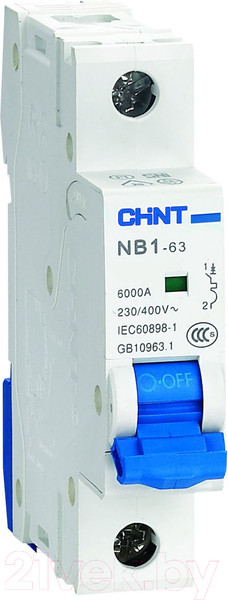 Изображение товара Выключатель автоматический Chint NB1-63 1P 20A 6кА D / 179632