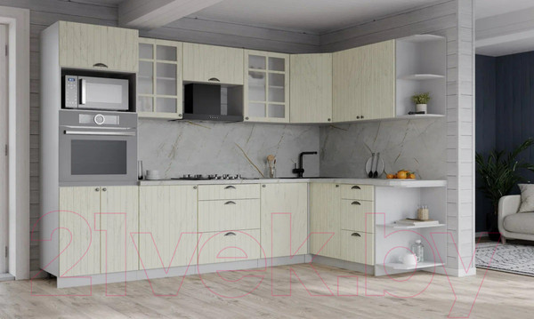 Изображение товара Кухонный гарнитур Интерлиния Берес 1.68x2.8 ВТ правая (дуб снежный/серый каспий)