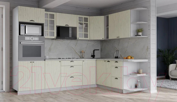 Изображение товара Кухонный гарнитур Интерлиния Берес 1.88x2.6 ВТ правая (дуб снежный/серый каспий)