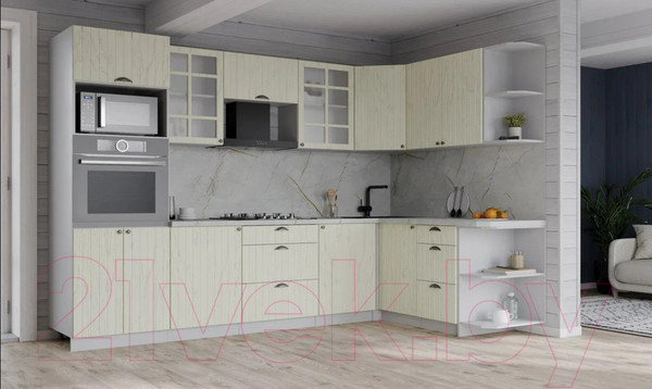 Изображение товара Кухонный гарнитур Интерлиния Берес 1.88x2.8 ВТ правая (дуб снежный/серый каспий)