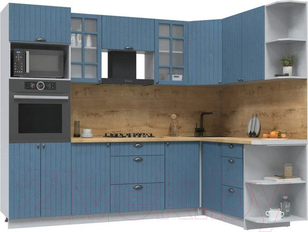 Изображение товара Кухонный гарнитур Интерлиния Берес 1.68x2.6 ВТ правая (дуб лазурный/дуб бунратти)