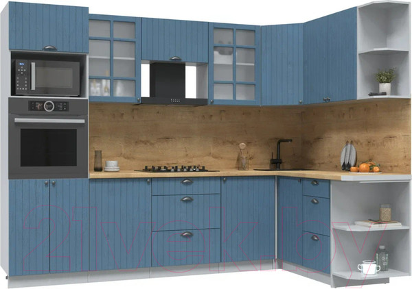 Изображение товара Кухонный гарнитур Интерлиния Берес 1.68x2.8 ВТ правая (дуб лазурный/дуб бунратти)