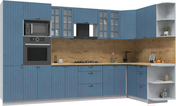 Изображение товара Кухонный гарнитур Интерлиния Берес 1.68x3.4 ВТ правая (дуб лазурный/дуб бунратти)