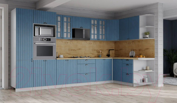 Изображение товара Кухонный гарнитур Интерлиния Берес 1.68x3.4 ВТ правая (дуб лазурный/дуб бунратти)