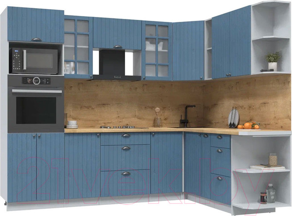 Изображение товара Кухонный гарнитур Интерлиния Берес 1.88x2.6 ВТ правая (дуб лазурный/дуб бунратти)