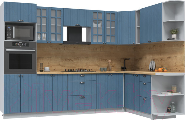 Изображение товара Кухонный гарнитур Интерлиния Берес 1.88x3.0 ВТ правая (дуб лазурный/дуб бунратти)