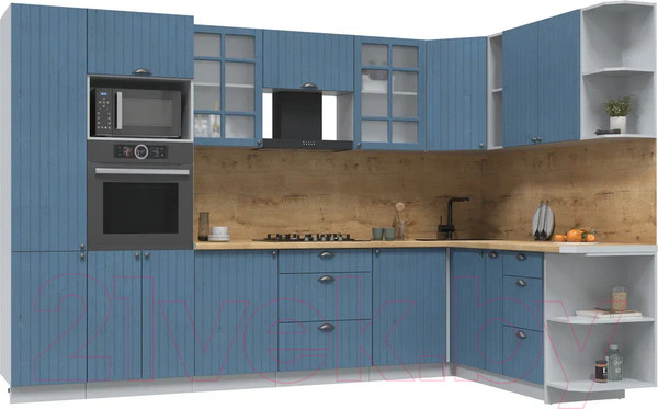 Изображение товара Кухонный гарнитур Интерлиния Берес 1.88x3.2 ВТ правая (дуб лазурный/дуб бунратти)