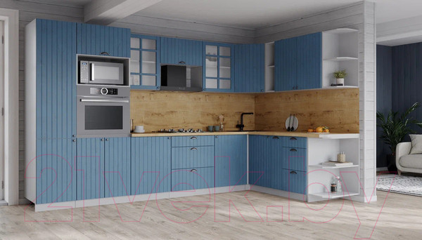 Изображение товара Кухонный гарнитур Интерлиния Берес 1.88x3.2 ВТ правая (дуб лазурный/дуб бунратти)