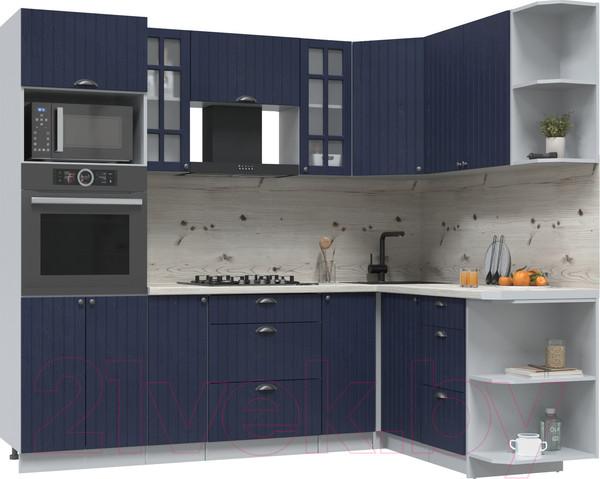 Изображение товара Кухонный гарнитур Интерлиния Берес 1.68x2.4 ВТ правая (дуб королевский/бискайская сосна)