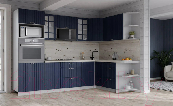 Изображение товара Кухонный гарнитур Интерлиния Берес 1.68x2.6 ВТ правая (дуб королевский/бискайская сосна)