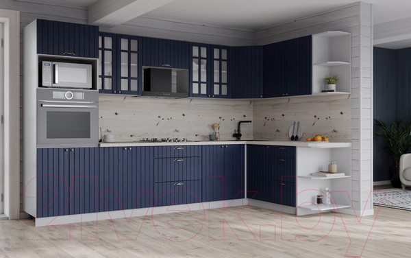 Изображение товара Кухонный гарнитур Интерлиния Берес 1.68x3.0 ВТ правая (дуб королевский/бискайская сосна)