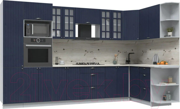 Изображение товара Кухонный гарнитур Интерлиния Берес 1.68x3.4 ВТ правая (дуб королевский/бискайская сосна)