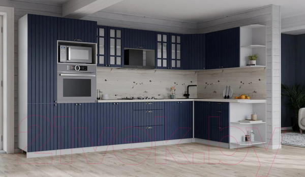 Изображение товара Кухонный гарнитур Интерлиния Берес 1.68x3.4 ВТ правая (дуб королевский/бискайская сосна)