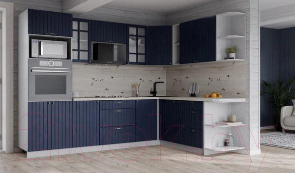 Изображение товара Кухонный гарнитур Интерлиния Берес 1.88x2.6 ВТ правая (дуб королевский/бискайская сосна)