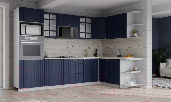 Изображение товара Кухонный гарнитур Интерлиния Берес 1.88x2.8 ВТ правая (дуб королевский/бискайская сосна)