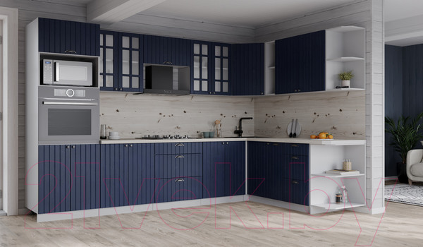 Изображение товара Кухонный гарнитур Интерлиния Берес 1.88x3.0 ВТ правая (дуб королевский/бискайская сосна)