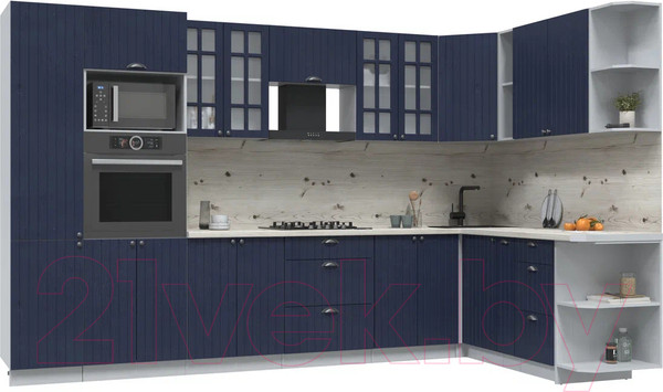 Изображение товара Кухонный гарнитур Интерлиния Берес 1.88x3.4 ВТ правая (дуб королевский/бискайская сосна)