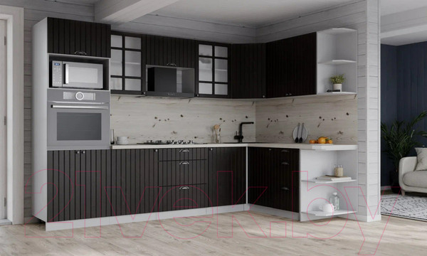 Изображение товара Кухонный гарнитур Интерлиния Берес 1.68x2.8 ВТ правая (дуб английский/бискайская сосна)