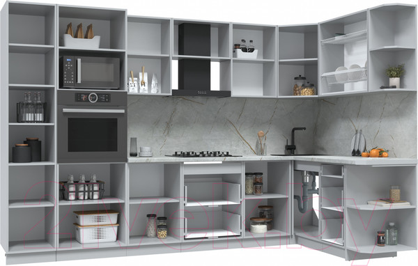 Изображение товара Кухонный гарнитур Интерлиния Берес 1.68x3.2 ВТ правая (дуб английский/бискайская сосна)