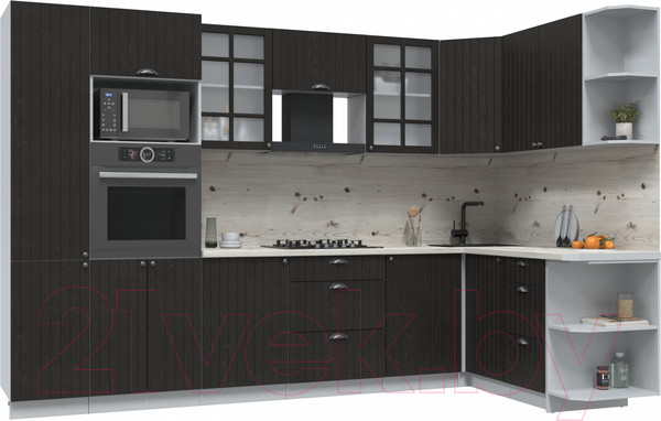 Изображение товара Кухонный гарнитур Интерлиния Берес 1.68x3.2 ВТ правая (дуб английский/бискайская сосна)